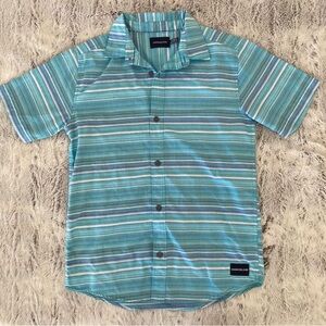 Calvin Klein Jeans Teal & Light Blue Striped Short-Sleeve Button-Down Shirt